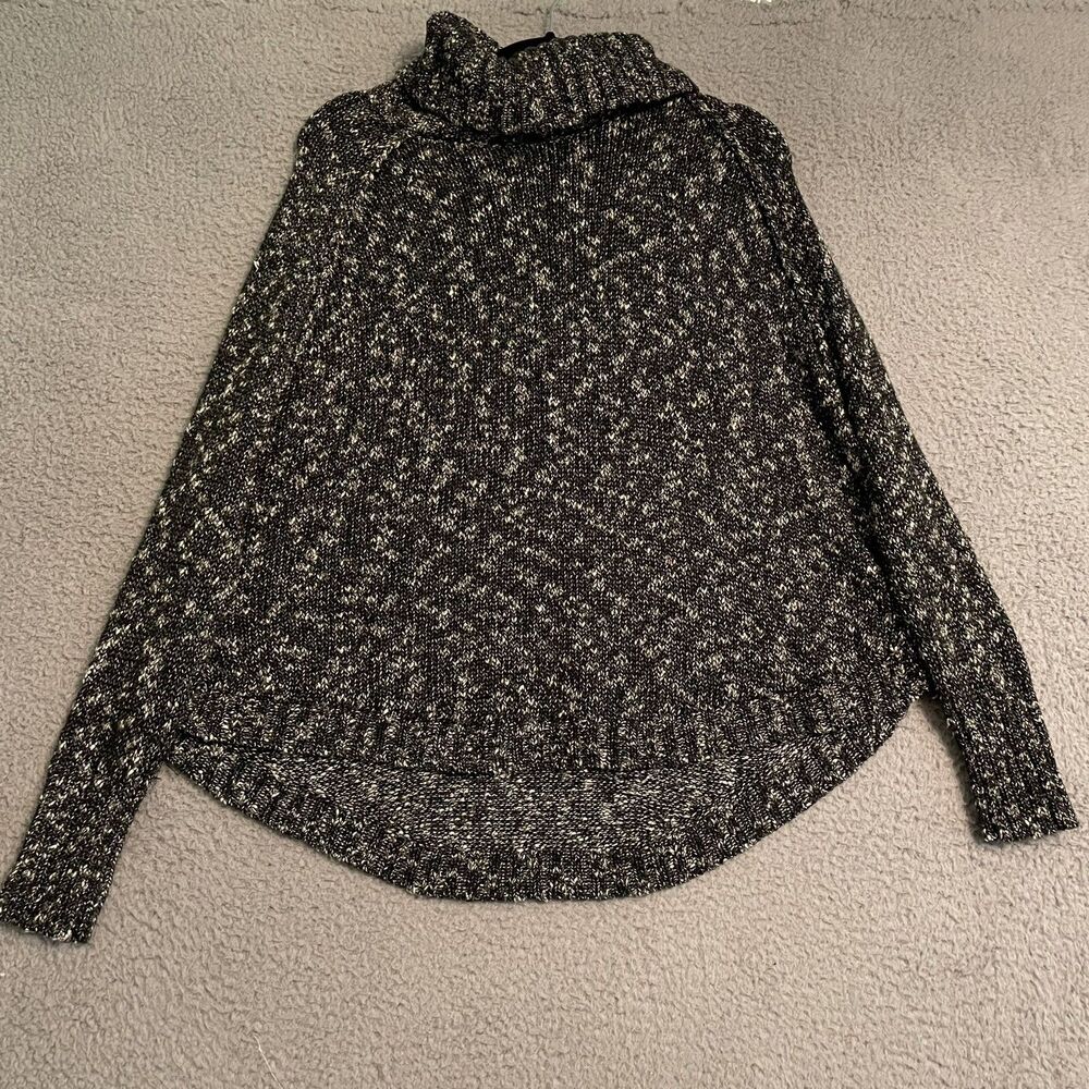 Lucky Brand Sweater Womens Medium Black White Turtleneck Pullover Casual Knit